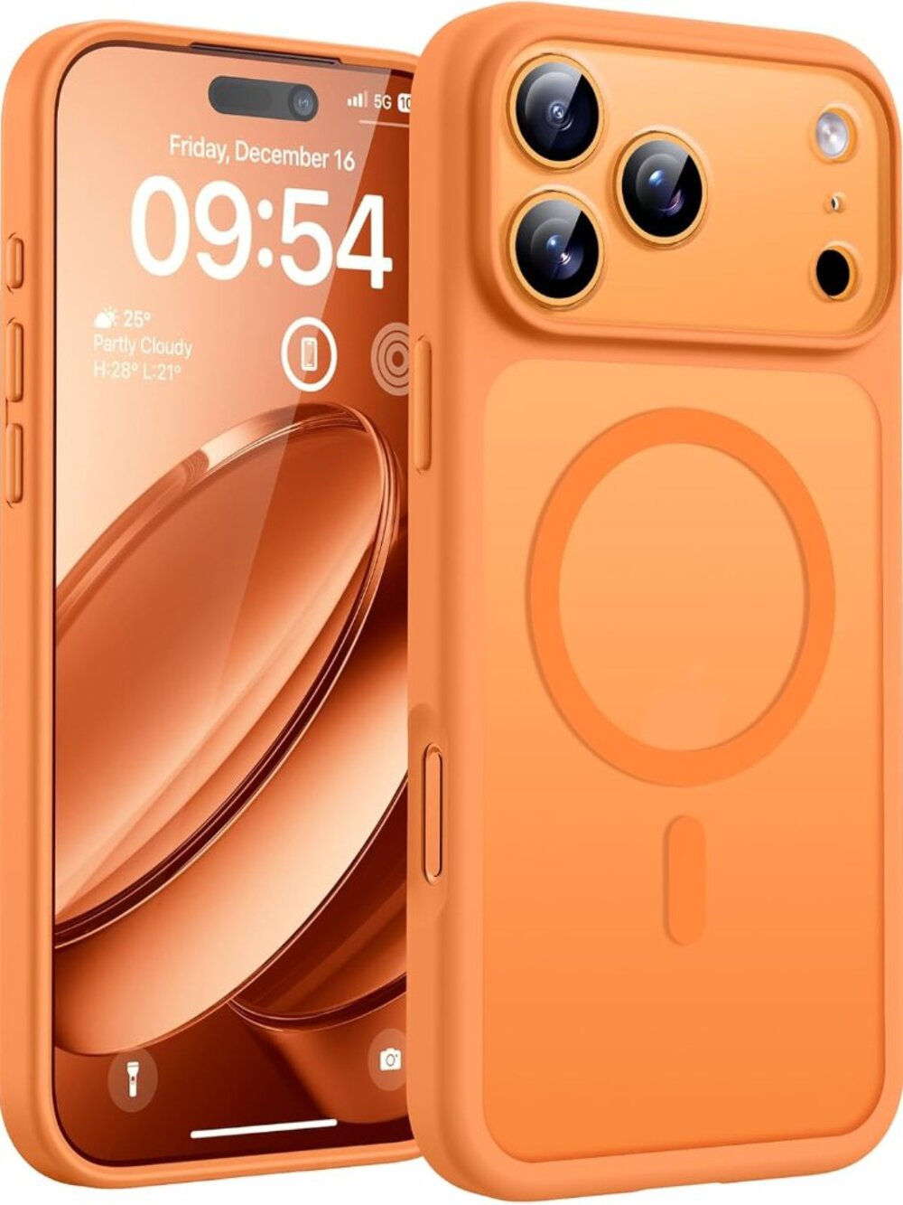 TOCOL for iPhone 17 Pro Max Case Orange Protective Camera Cover Slim Fit